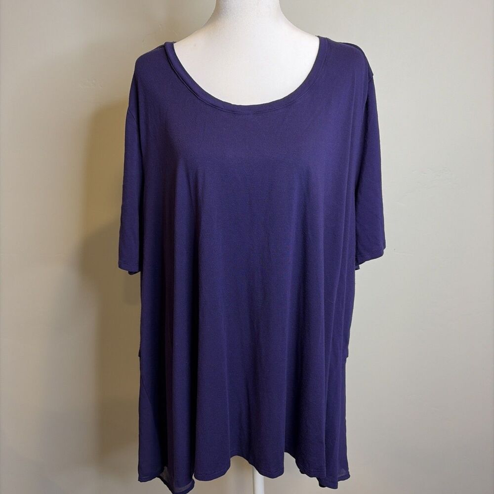 Lane Bryant Tunic Sz 26/28 Women’s Purple Sheer Panel T-shirt Normcore